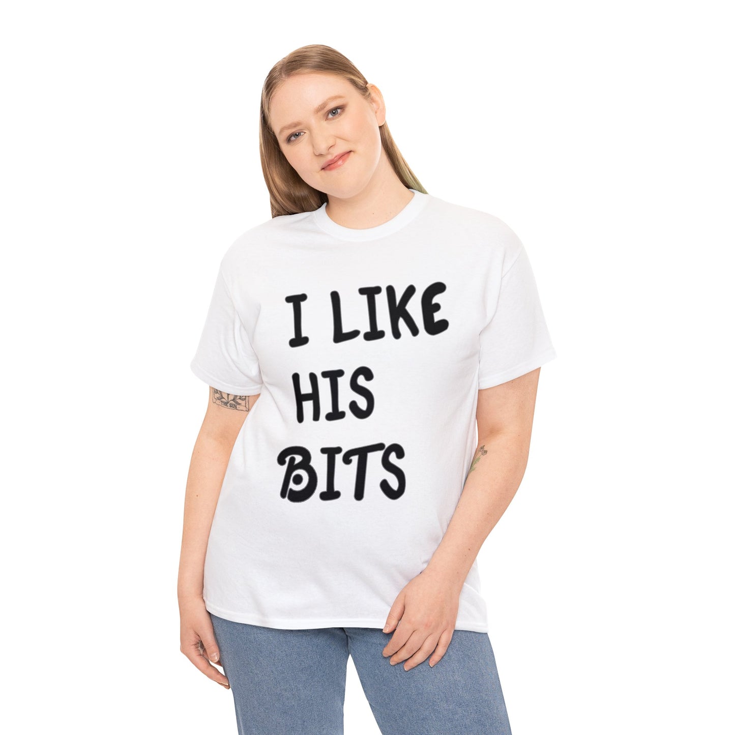 I Like His Bits Deluxe Unisex White Tee