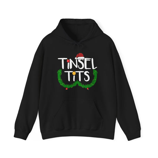 Tinsel Tits Black Hoodie | Her Size: