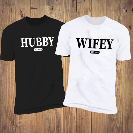 Wifey & Hubby EST. 2024 Deluxe Tees